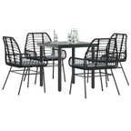 5-tlg. Garten-Essgruppe mit Kissen Schwarz Poly Rattan Glas