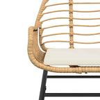 3-tlg. Garten-Essgruppe mit Kissen Braun Poly Rattan Glas