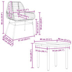 5-tlg. Garten-Essgruppe mit Kissen Braun Poly Rattan Glas