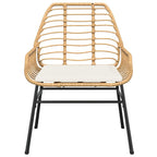 5-tlg. Garten-Essgruppe mit Kissen Braun Poly Rattan Glas