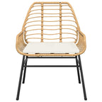 5-tlg. Garten-Essgruppe mit Kissen Braun Poly Rattan Glas