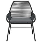 5-tlg. Garten-Essgruppe mit Kissen Schwarz Poly Rattan Glas