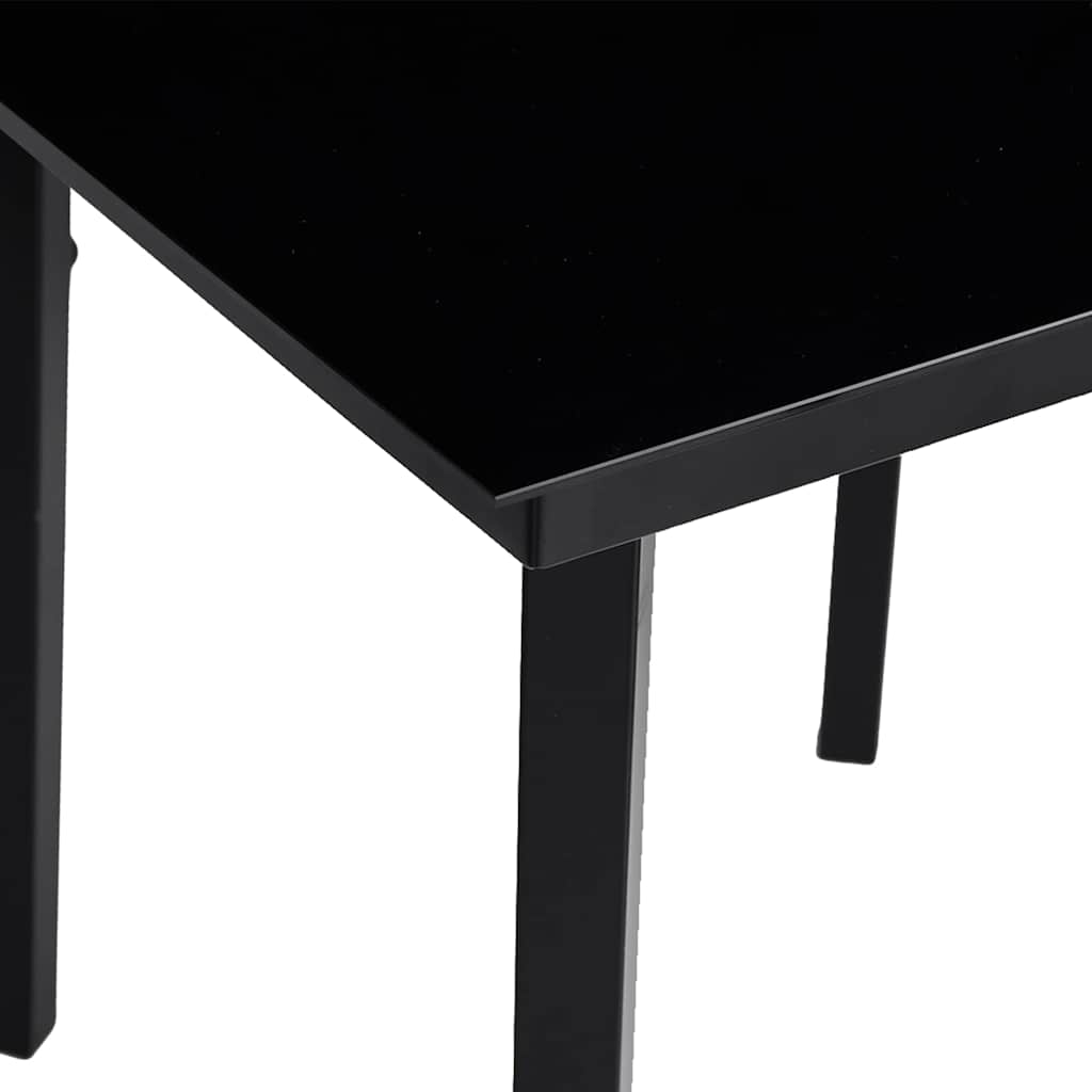 5-tlg. Garten-Essgruppe mit Kissen Schwarz Poly Rattan Glas