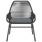5-tlg. Garten-Essgruppe mit Kissen Schwarz Poly Rattan Glas