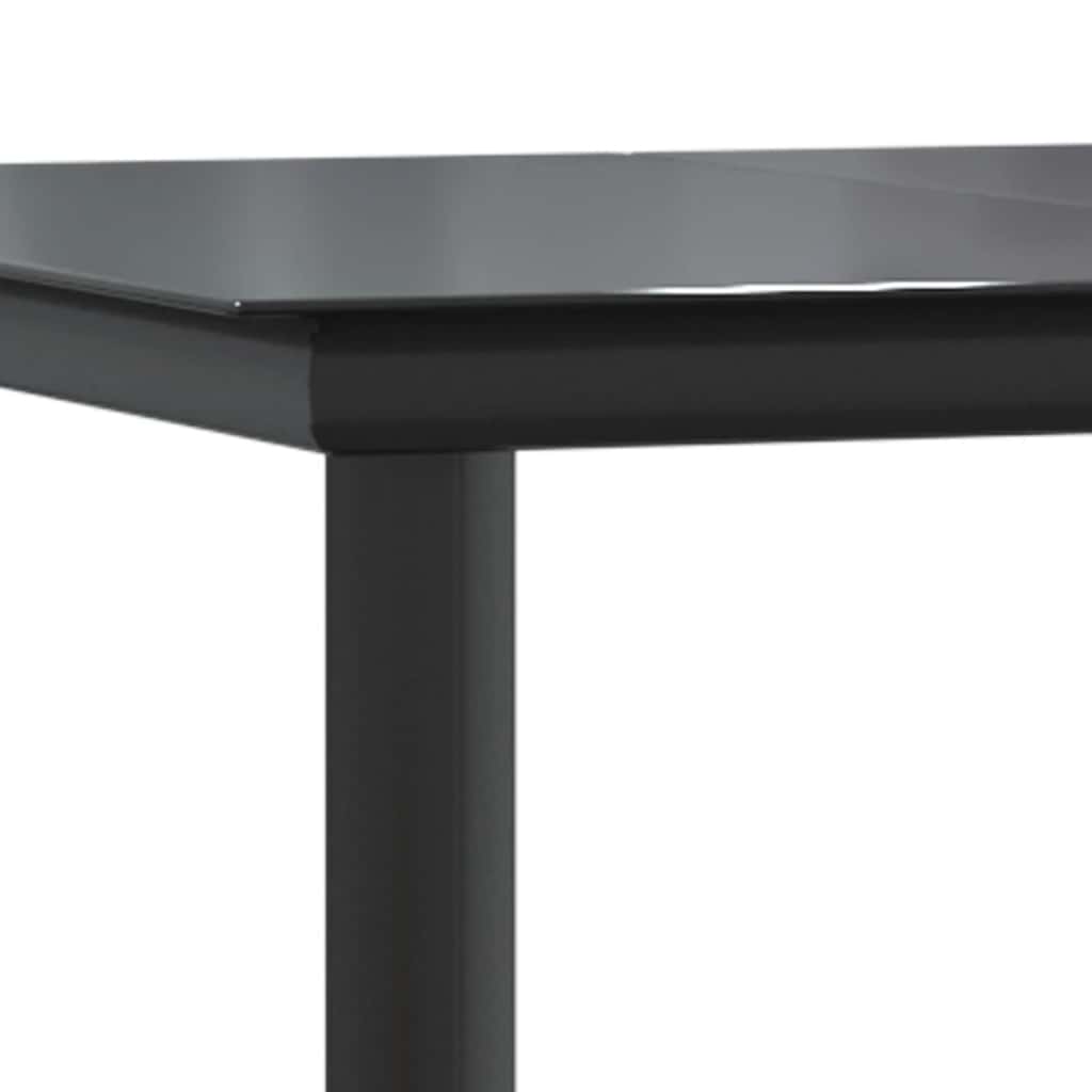 5-tlg. Garten-Essgruppe mit Kissen Schwarz Poly Rattan Glas