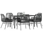 7-tlg. Garten-Essgruppe mit Kissen Schwarz Poly Rattan Glas