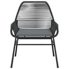 7-tlg. Garten-Essgruppe mit Kissen Schwarz Poly Rattan Glas