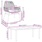 7-tlg. Garten-Essgruppe mit Kissen Braun Poly Rattan Glas