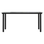 5-tlg. Garten-Essgruppe mit Kissen Grau Poly Rattan Glas
