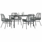 5-tlg. Garten-Essgruppe mit Kissen Grau Poly Rattan Glas