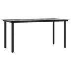 7-tlg. Garten-Essgruppe mit Kissen Grau Poly Rattan Glas