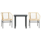 3-teiliges Garten-Esszimmer-Set Braunes Polyrattanglas