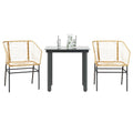 3-teiliges Garten-Esszimmer-Set Braunes Polyrattanglas