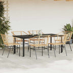 7-teiliges Garten-Esszimmerset Braunes Polyrattanglas