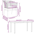 5-tlg. Garten-Essgruppe mit Kissen Schwarz Poly Rattan Glas