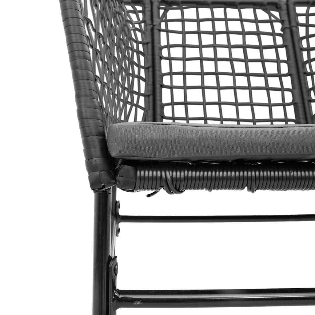 7-tlg. Garten-Essgruppe mit Kissen Schwarz Poly Rattan Glas
