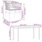 7-tlg. Garten-Essgruppe mit Kissen Schwarz Poly Rattan Glas