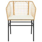 5-tlg. Garten-Essgruppe mit Kissen Braun Poly Rattan Glas