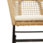 5-tlg. Garten-Essgruppe mit Kissen Braun Poly Rattan Glas
