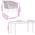 5-tlg. Garten-Essgruppe mit Kissen Schwarz Poly Rattan Glas