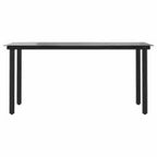 7-tlg. Garten-Essgruppe mit Kissen Schwarz Poly Rattan Glas