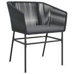9-tlg. Garten-Essgruppe mit Kissen Schwarz Poly Rattan Glas