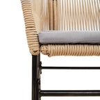 3-tlg. Garten-Essgruppe mit Kissen Braun Poly Rattan Glas