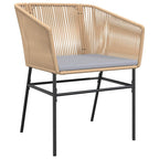 5-tlg. Garten-Essgruppe mit Kissen Braun Poly Rattan Glas