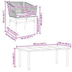 7-tlg. Garten-Essgruppe mit Kissen Braun Poly Rattan Glas