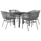 5-tlg. Garten-Essgruppe mit Kissen Grau Poly Rattan Glas