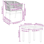 5-tlg. Garten-Essgruppe mit Kissen Grau Poly Rattan Glas