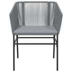 5-tlg. Garten-Essgruppe mit Kissen Grau Poly Rattan Glas