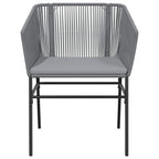 7-tlg. Garten-Essgruppe mit Kissen Grau Poly Rattan Glas