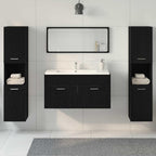 Badezimmermöbel-Set 4 pcs Schwarz Eichen-Optik Holzwerkstoff