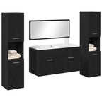 Badezimmermöbel-Set 4 pcs Schwarz Eichen-Optik Holzwerkstoff