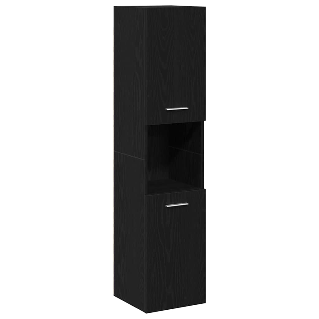 Badezimmermöbel-Set 3 pcs Schwarz Eichen-Optik Holzwerkstoff