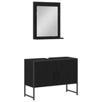 Badezimmermöbel-Set Wandmontiert 2 pcs Schwarz Holzwerkstoff