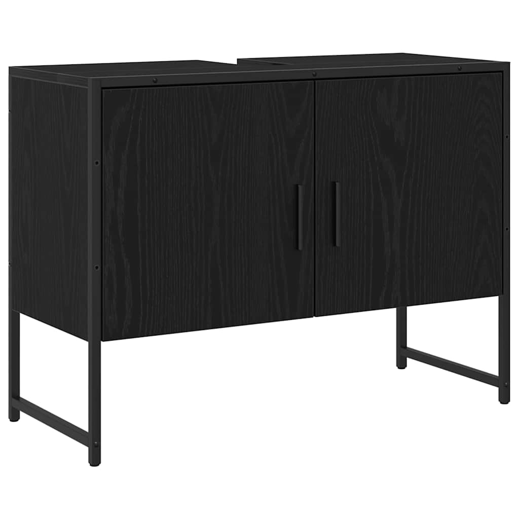 Badezimmermöbel-Set Wandmontiert 2 pcs Schwarz Holzwerkstoff