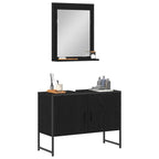 Badezimmermöbel-Set Wandmontiert 2 pcs Schwarz Holzwerkstoff