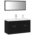 Badezimmermöbel-Set 3 pcs Schwarz Eichen-Optik Holzwerkstoff