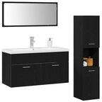 Badezimmermöbel-Set 4 pcs Schwarz Eichen-Optik Holzwerkstoff