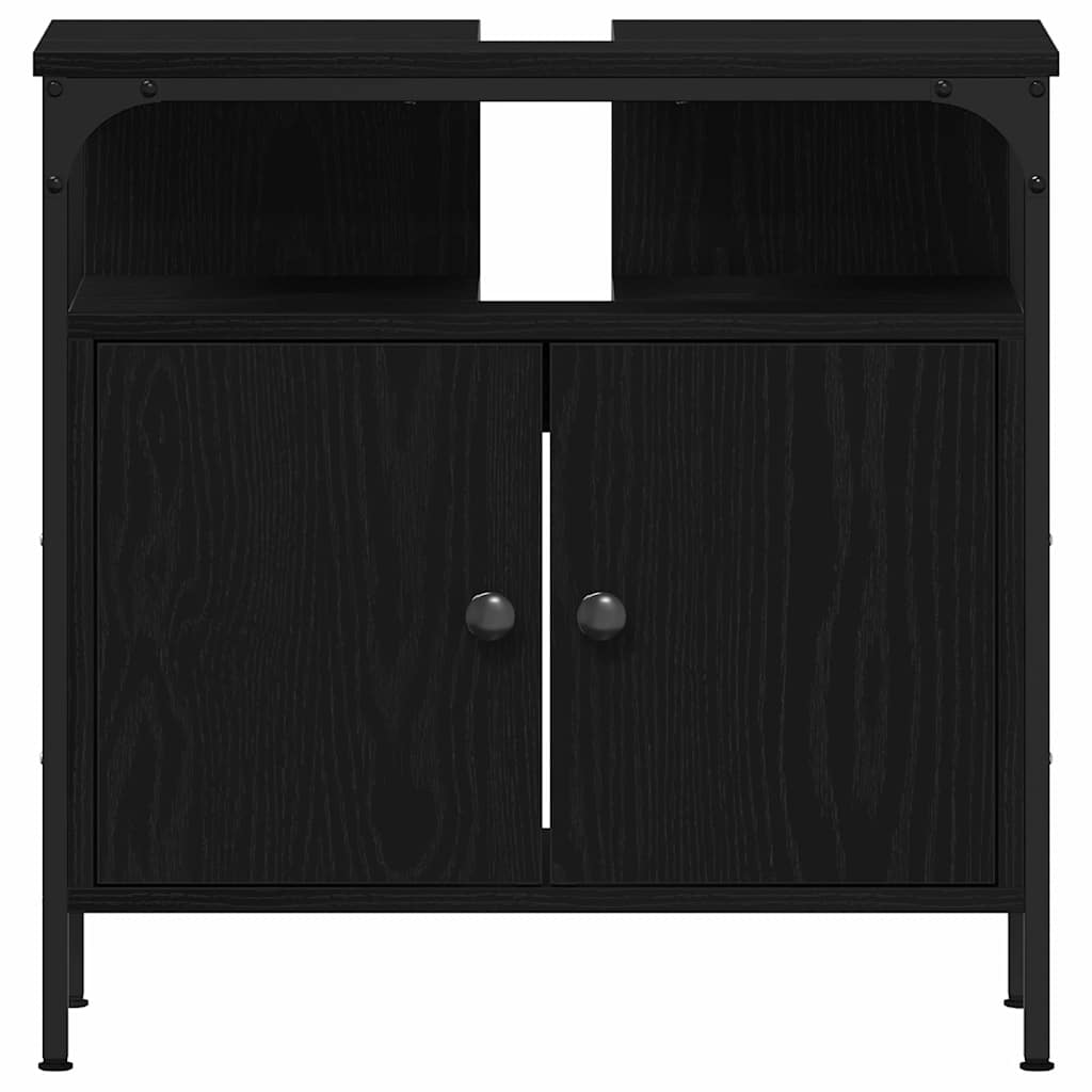 Badezimmermöbel-Set mit Regal 3 pcs Schwarz Holzwerkstoff