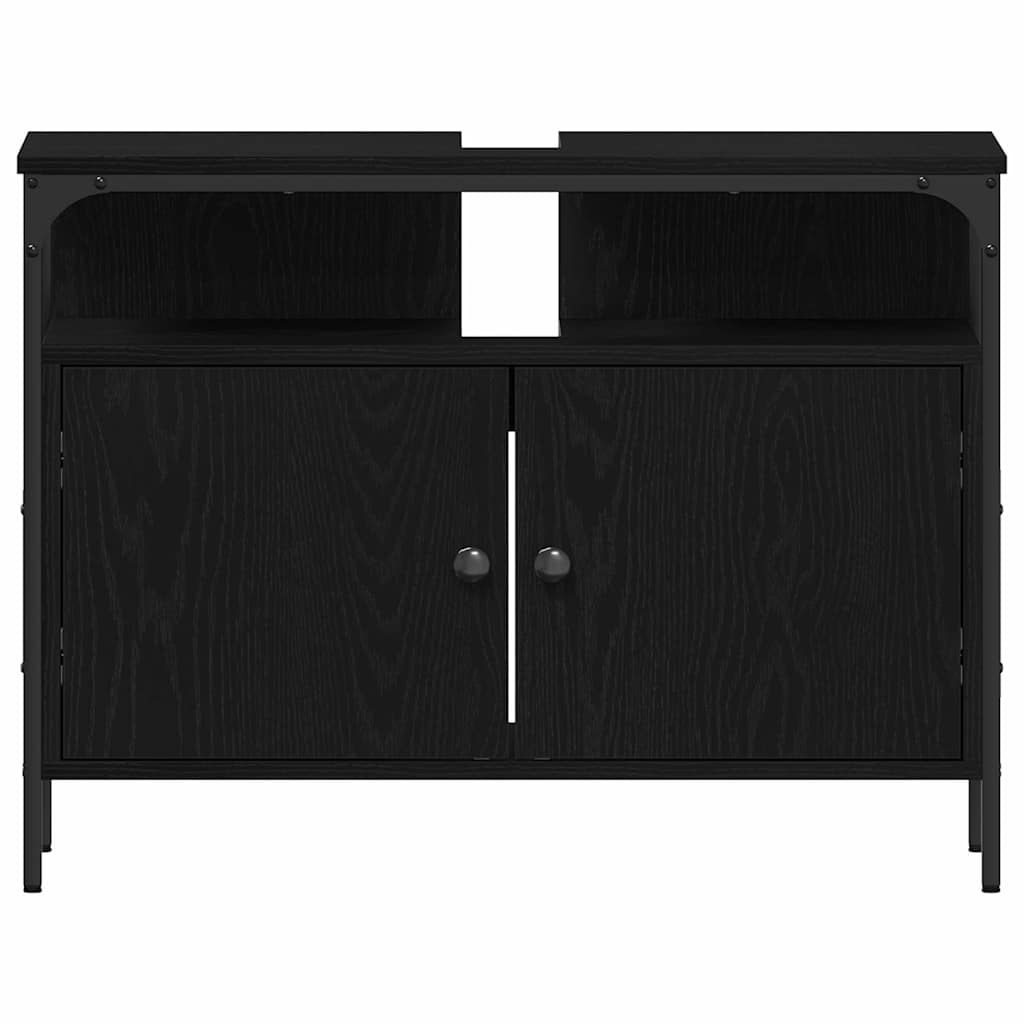 Badezimmermöbel-Set mit Regal 3 pcs Schwarz Holzwerkstoff