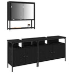 Badezimmermöbel-Set mit Regal 3 pcs Schwarz Holzwerkstoff