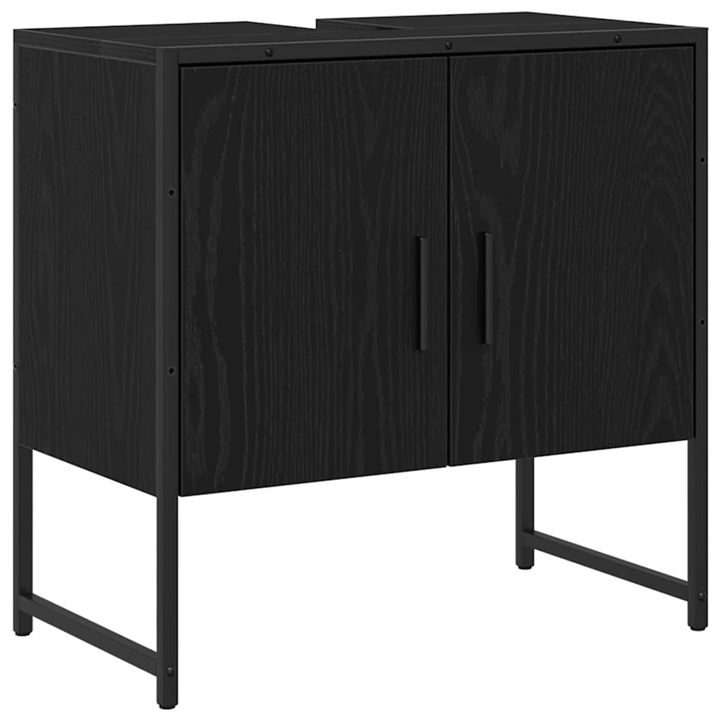 Badezimmermöbel-Set mit Regal 3 pcs Schwarz Holzwerkstoff