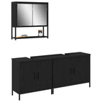 Badezimmermöbel-Set mit Regal 3 pcs Schwarz Holzwerkstoff
