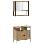 Badezimmermöbel-Set mit Regal mit Tür 3 pcs Braun Holzwerkstoff