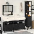 Badezimmermöbel Set 4 pcs Schwarz Eichen-Optik Holzwerkstoff