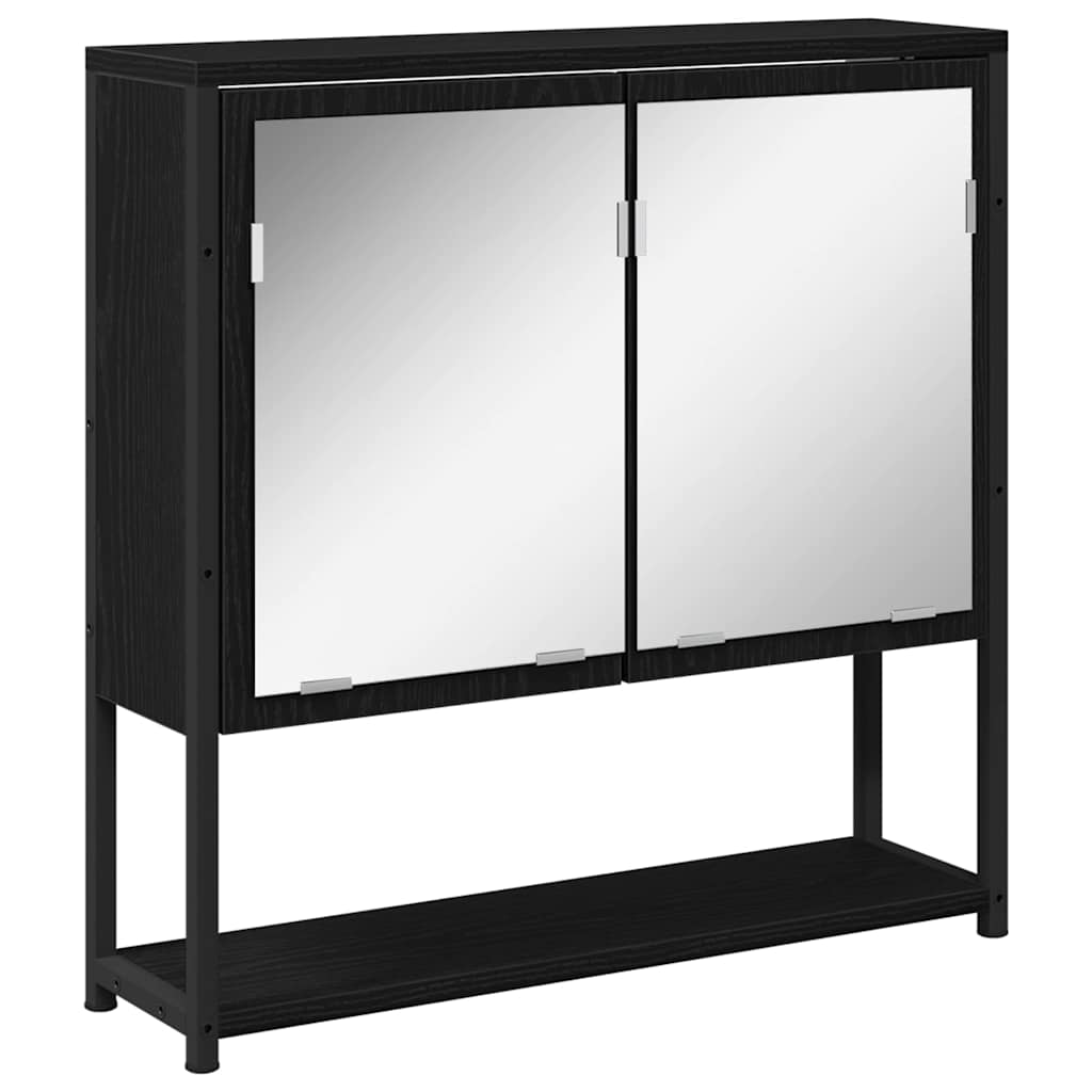 Badezimmermöbel Set 4 pcs Schwarz Eichen-Optik Holzwerkstoff