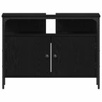 Badezimmermöbel Set 4 pcs Schwarz Eichen-Optik Holzwerkstoff